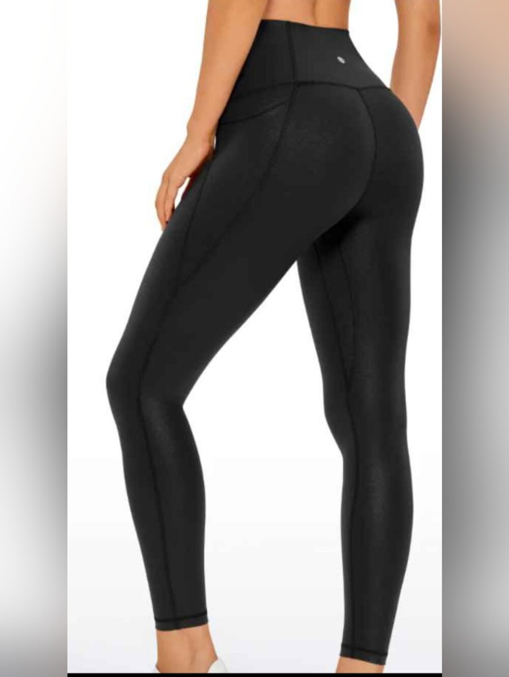 NWT CRZ YOGA medium shiny black leggings - Picture 2 of 9